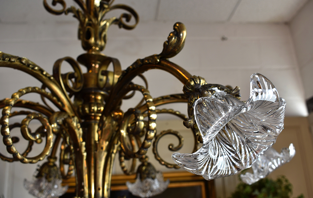 Grand Lustre Napol&eacute;on III, Bronze Et Cristal, Sept Feux-photo-1
