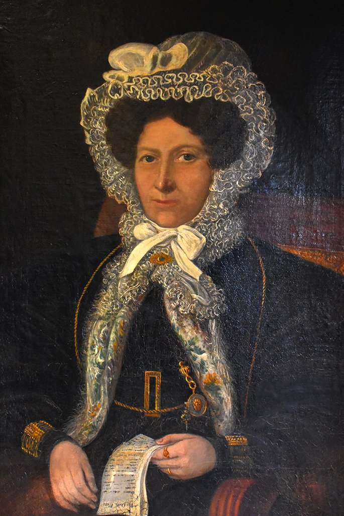 Grand Portrait De Femme "Ma Chère Mère", Huile Sur Toile, Epoque XIX ème, Portrait Féminin