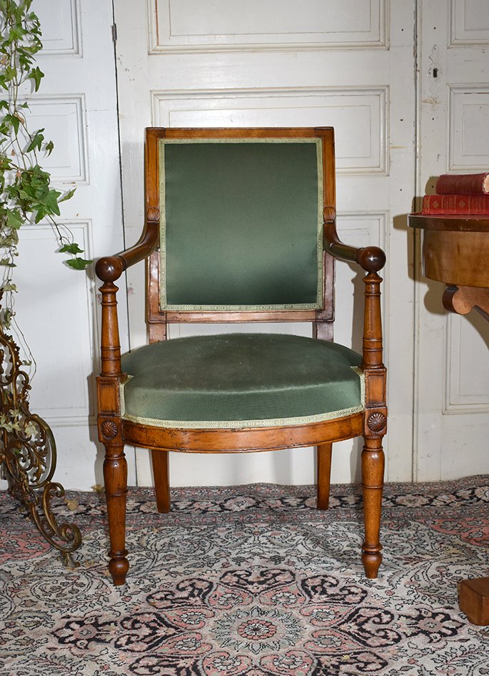 Armchair Period Consulate, Beech, Epoque XVIII-photo-7