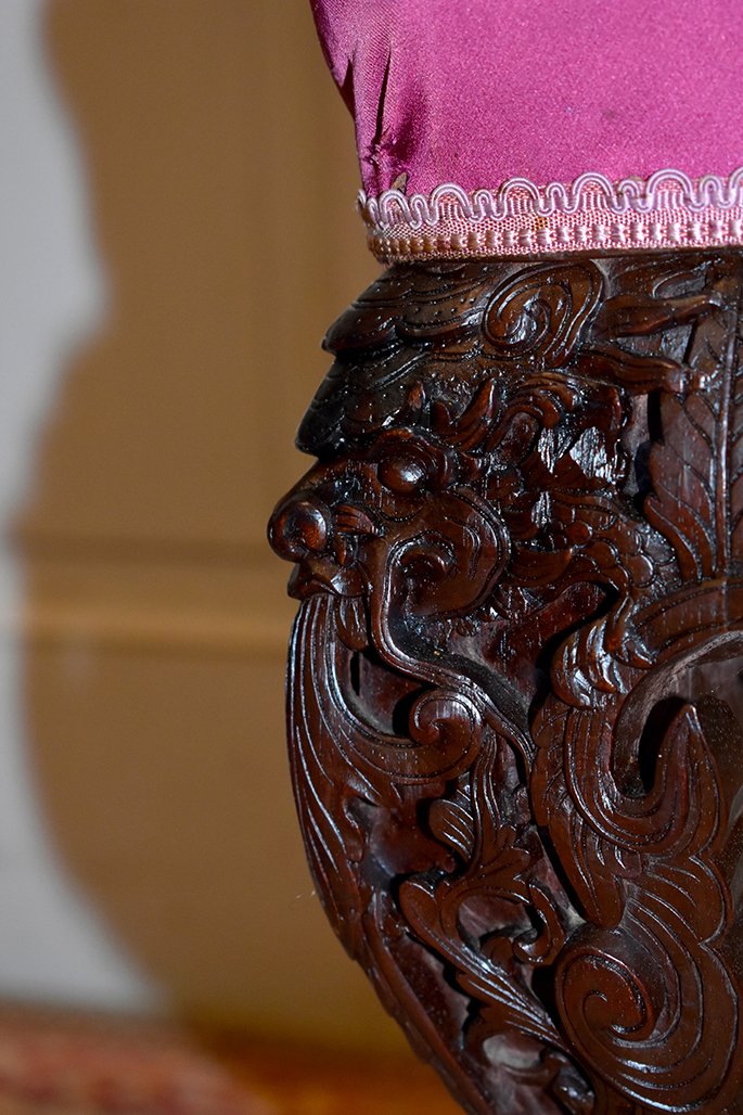 Carved Wooden Chair, Tonkin Armchair, Indochina, Dragons Decor-photo-7