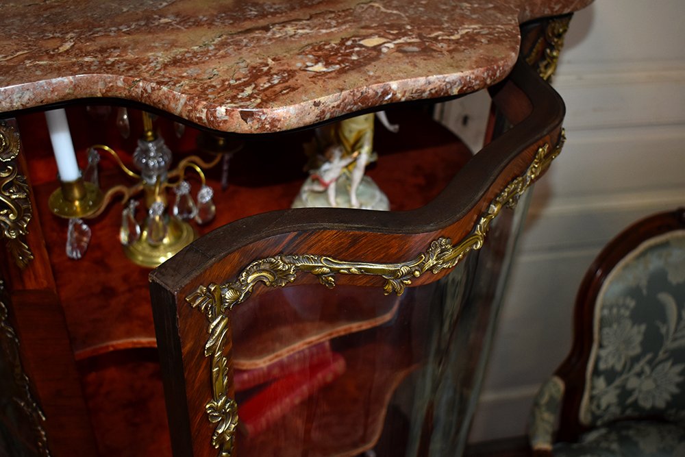 Vitrine Galb&eacute;e, Forme Arbal&egrave;te, Epoque Napol&eacute;on III, XIX &egrave;me-photo-4