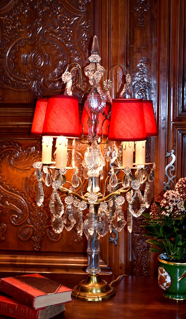  Très Grande Girandole de Style Louis XV / Rocaille ,( Hauteur 74 cm) Eclairant à Cinq Feux, Pampilles Cristal.-photo-4