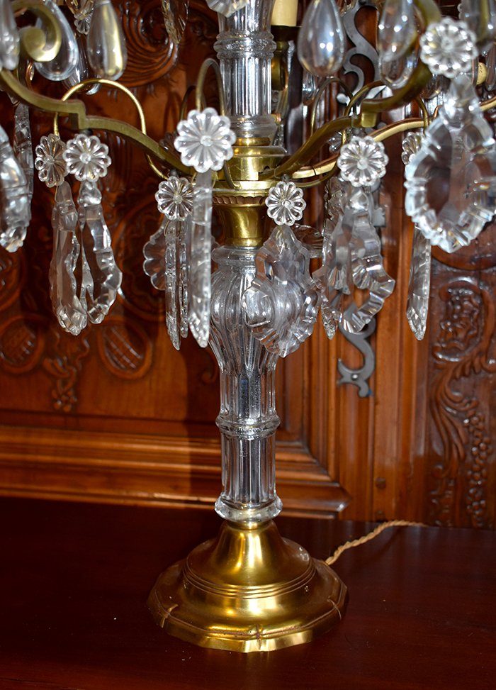  Très Grande Girandole de Style Louis XV / Rocaille ,( Hauteur 74 cm) Eclairant à Cinq Feux, Pampilles Cristal.-photo-5