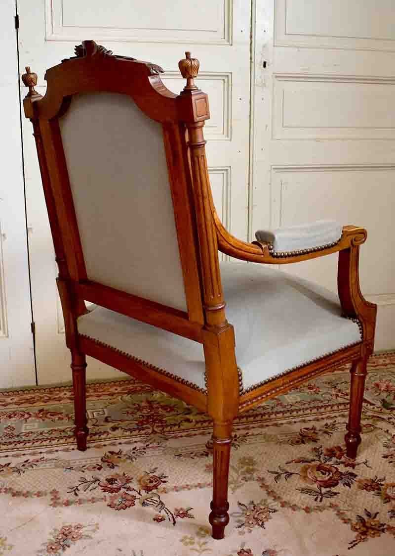 Louis XVI Style Armchair, Decor At The Lyre And The Painter's Palette, Period XIX-photo-4