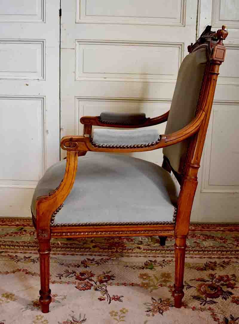 Louis XVI Style Armchair, Decor At The Lyre And The Painter's Palette, Period XIX-photo-1