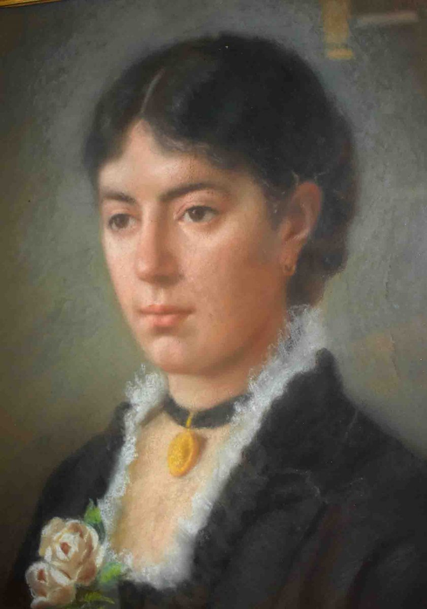 Pastel, Portrait Of A Woman, XIXth Century, Female Portrait.-photo-4