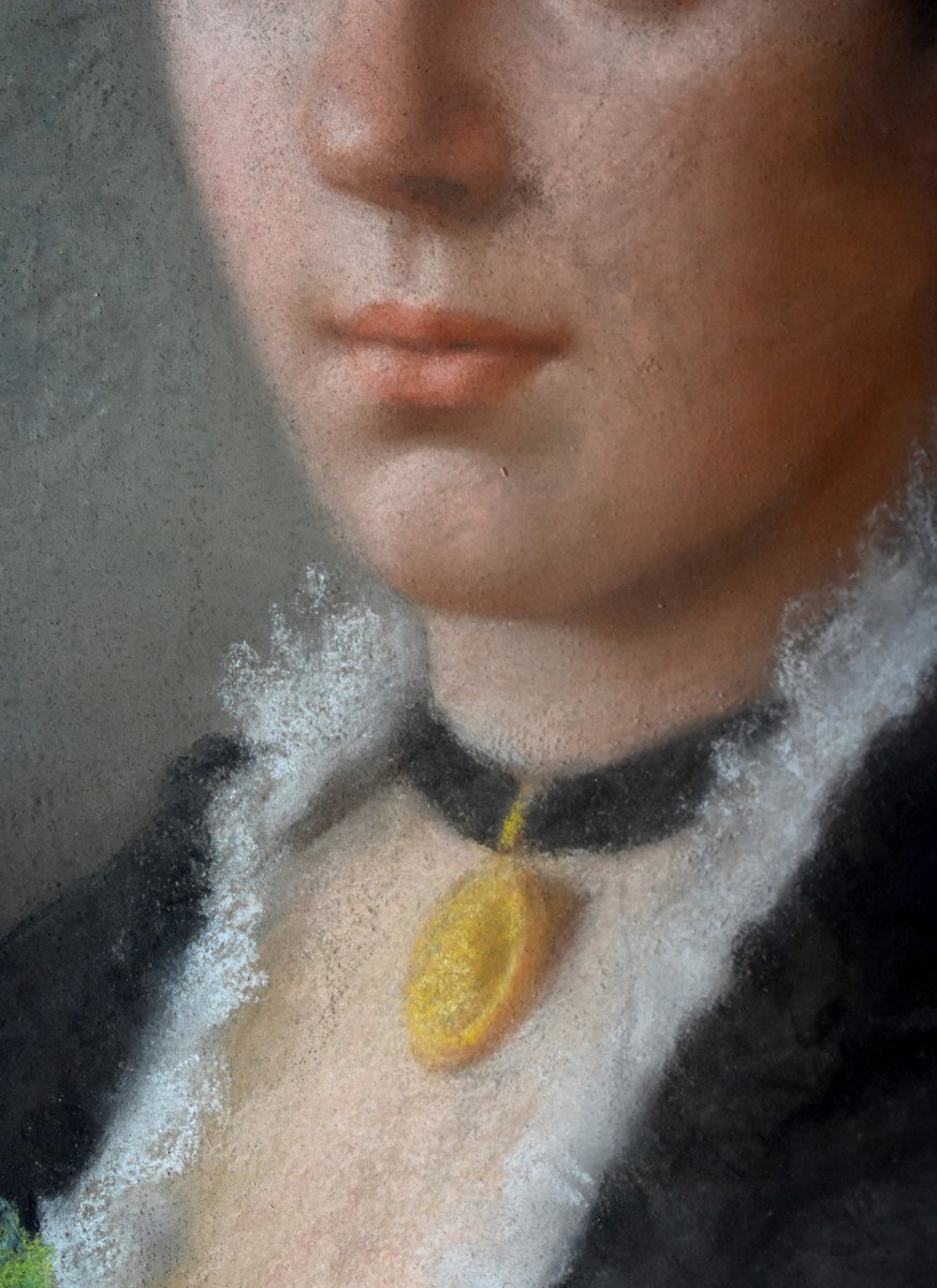 Pastel, Portrait Of A Woman, XIXth Century, Female Portrait.-photo-4