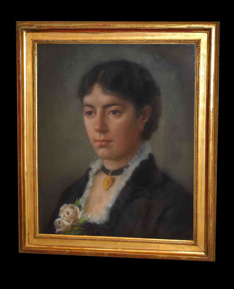 Pastel, Portrait Of A Woman, XIXth Century, Female Portrait.