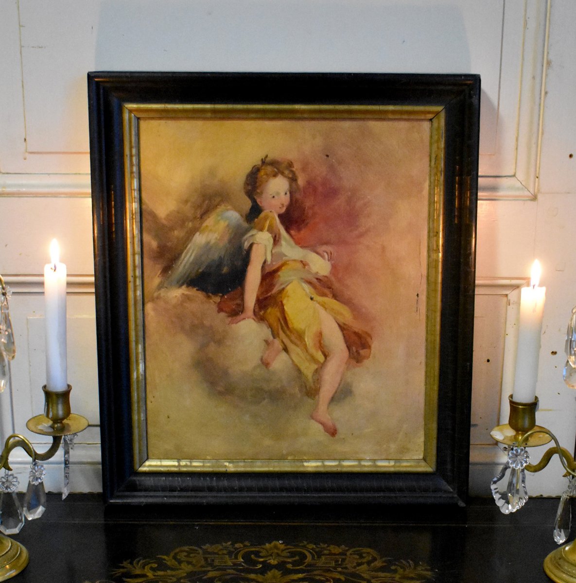 Portrait Of An Angel, Cherub, Oil On Canvas, XIXth Century-photo-7