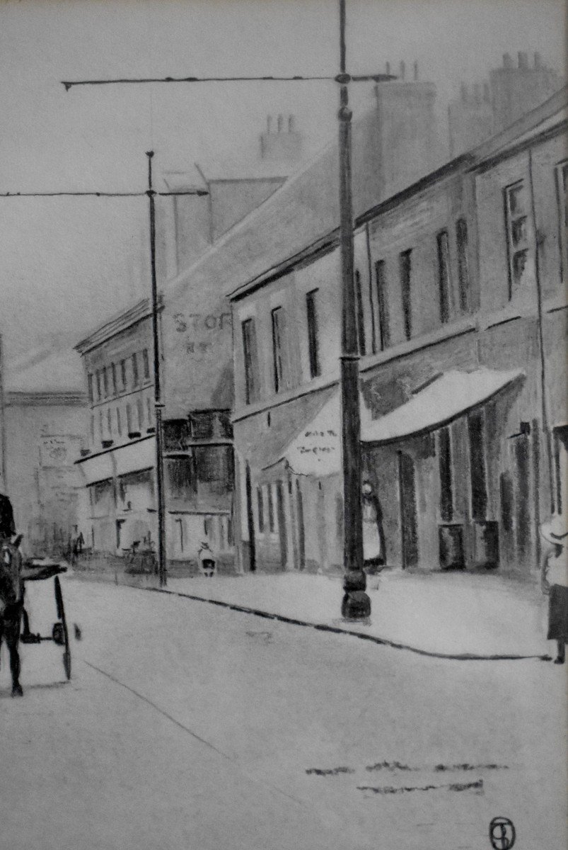 Double Decker Bus And Carriage, Lead Mine Drawing, England, Street Scene, 1920s-photo-2