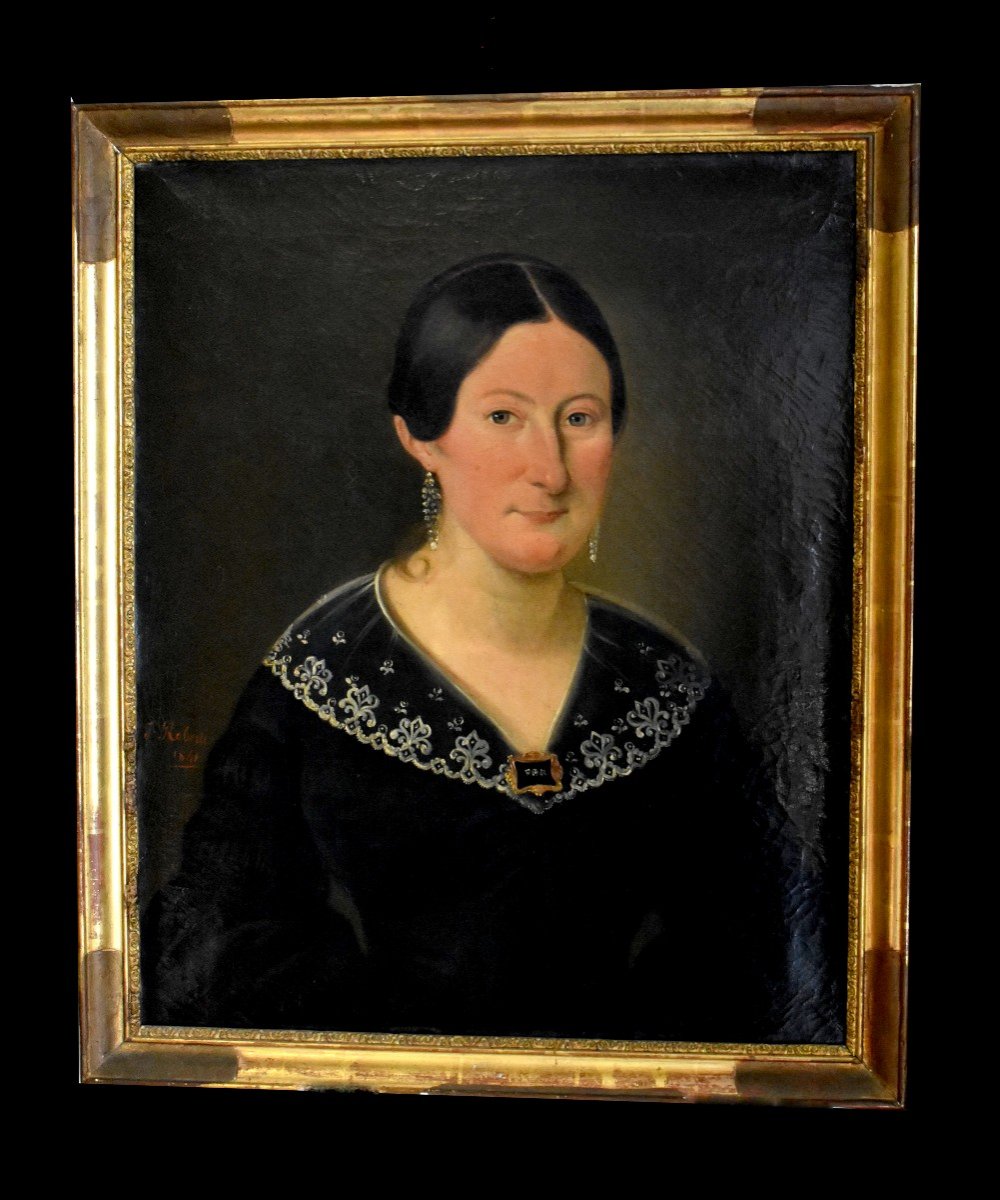 J. Roberti, Portrait Of Madame Catherine De Lasnerie, 1841, Oil On Canvas, Female Portrait