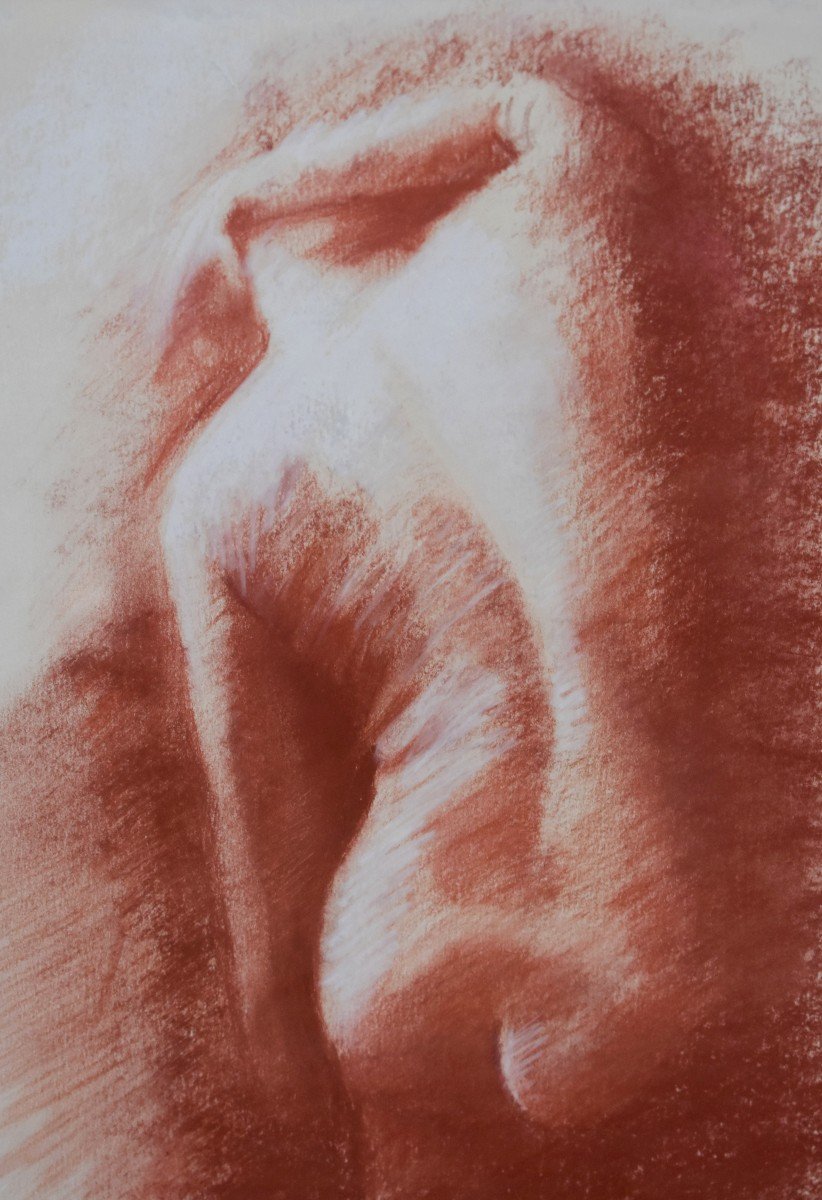 Pair Of Sanguines, Female Nude, Academic Study, Sanguine, Epoque XXth-photo-2