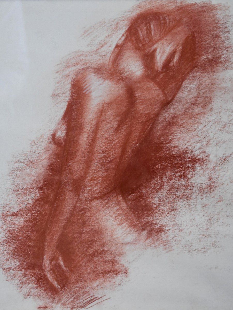 Paire De Sanguines ,  Nu Féminin, Etude Académique, Sanguine, Epoque XX ème-photo-3
