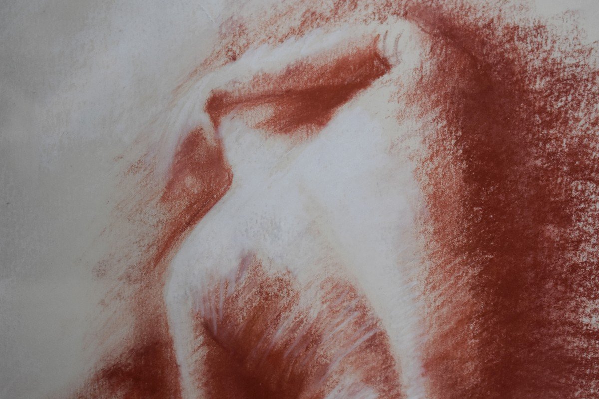 Paire De Sanguines ,  Nu Féminin, Etude Académique, Sanguine, Epoque XX ème-photo-5