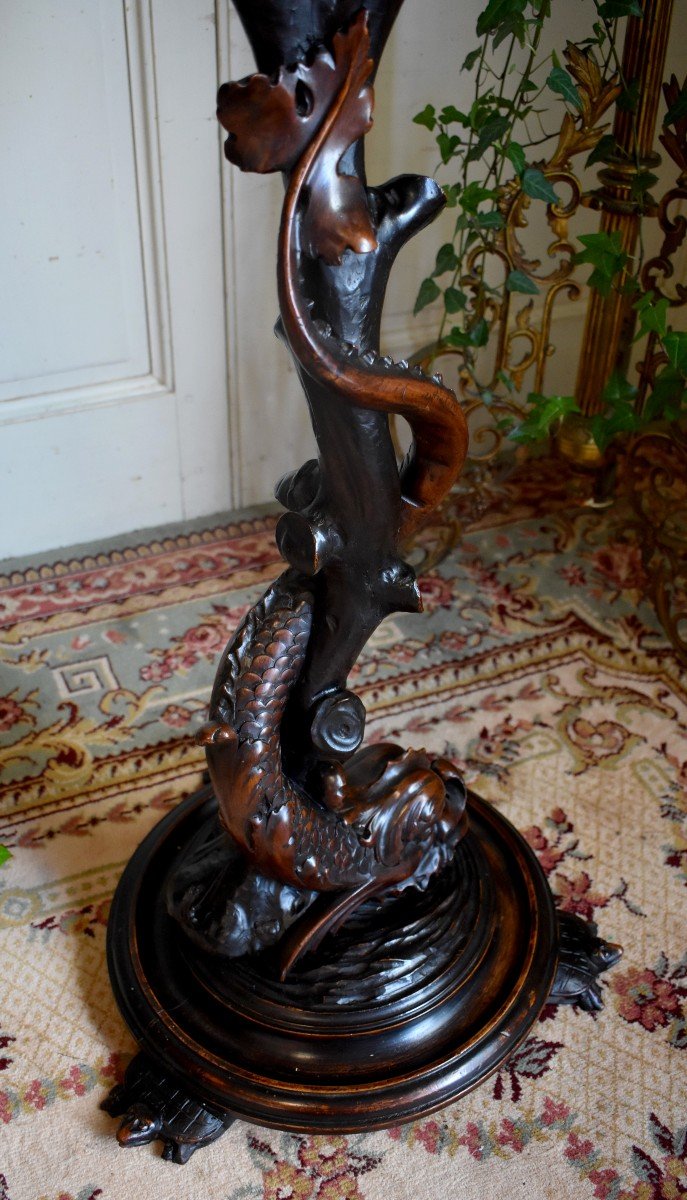 Table Vide Poche Au Dauphin Et Au B&eacute;nitier, Meuble de Grotte, Table Volante, Epoque XIX Eme-photo-6