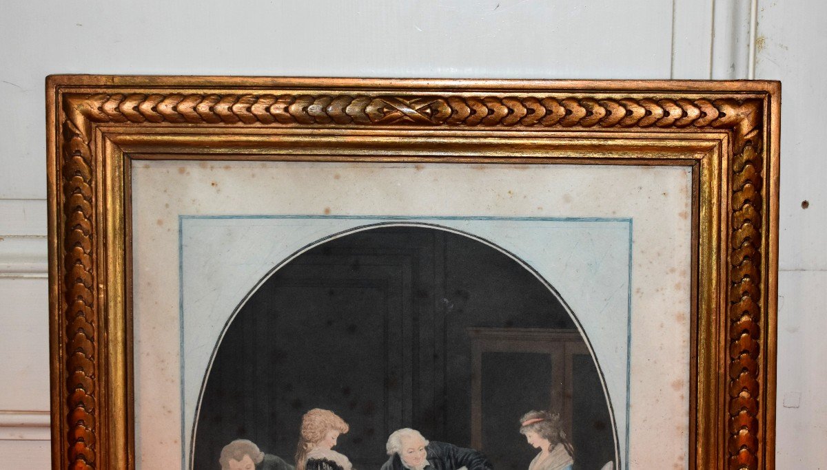 D&eacute;di&eacute; Aux M&egrave;res Et Aux P&egrave;res De Familles, Paire De Gravure Coloris&eacute;es, Epoque Fin XVIIIeme, Le Compliment et Les Bouquets-photo-7