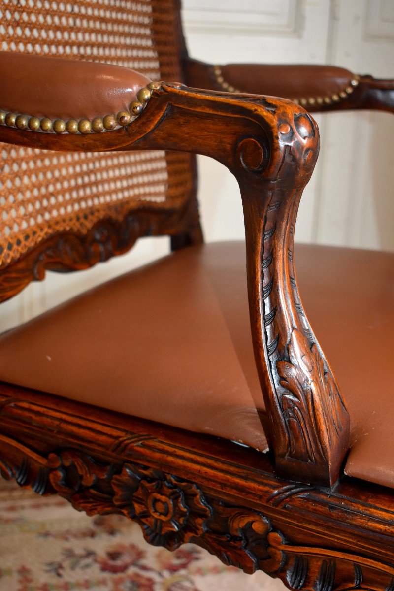 From  The Condé Museum Model, Large Cane Armchair In Louis XV Style, Office Armchair-photo-5
