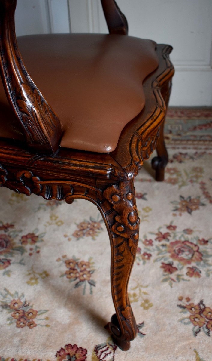 From  The Condé Museum Model, Large Cane Armchair In Louis XV Style, Office Armchair-photo-6