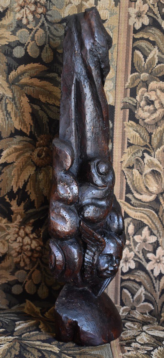 Woodwork Element, Angel In The Clouds, Renaissance Period, End XVI Eme, Wood Sculpture-photo-3