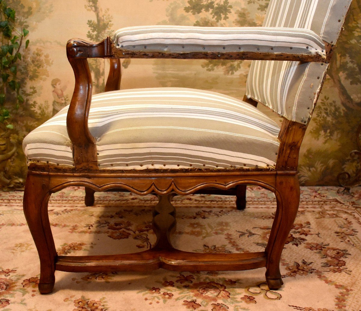 Grand Fauteuil &agrave; La Reine, Epoque R&eacute;gence, Garniture Refaite, A Recouvrir, Epoque D&eacute;but XVIII eme-photo-6