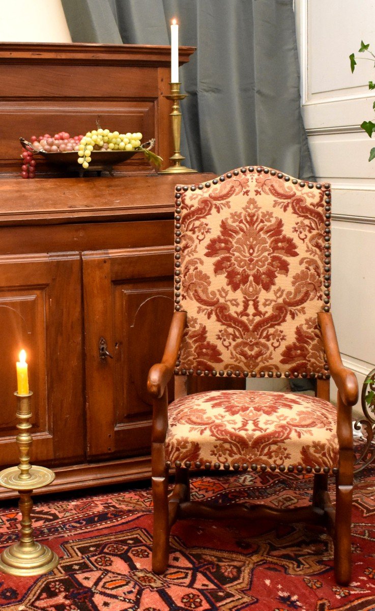 Paire De Fauteuils d'Enfants De Style Louis XIII, Sièges d'Enfant, Velours De Gênes, XXeme-photo-2