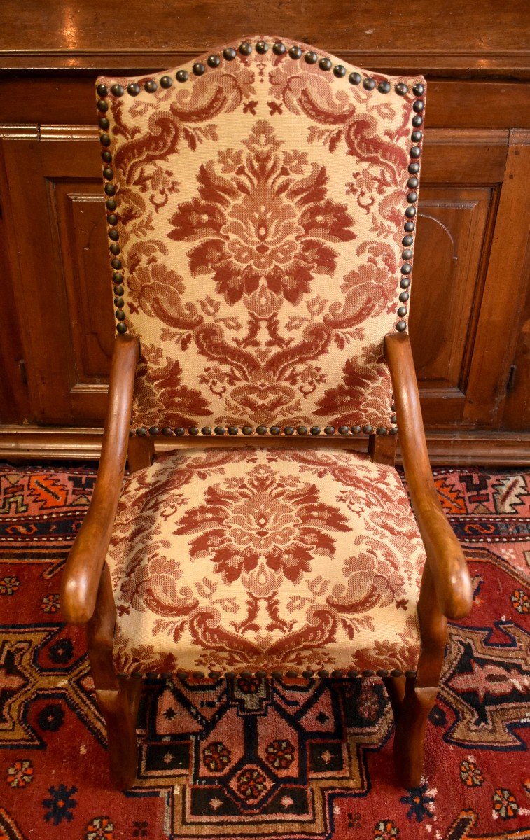 Pair Of Louis XIII Style Children's Armchairs, Child Seats, Genoa Velvet, XXth-photo-6