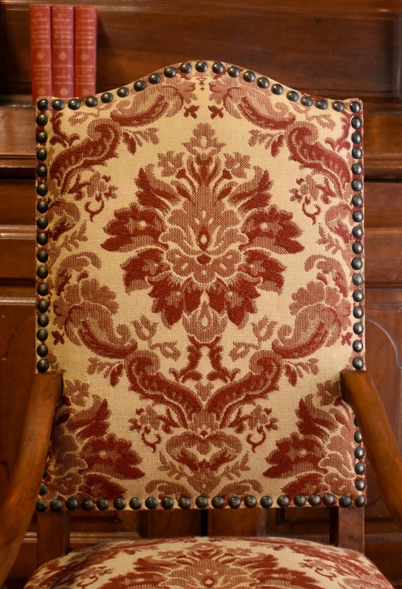 Paire De Fauteuils d'Enfants De Style Louis XIII, Sièges d'Enfant, Velours De Gênes, XXeme-photo-7