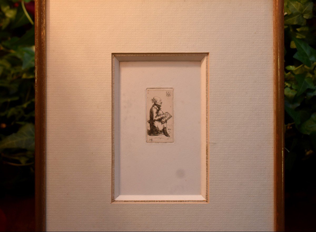 Ex-libris Encadré Et Signé, Artiste Dessinateur Au Blason, Armoiries à l'Aigle Couronné, Epoque XIX eme-photo-2