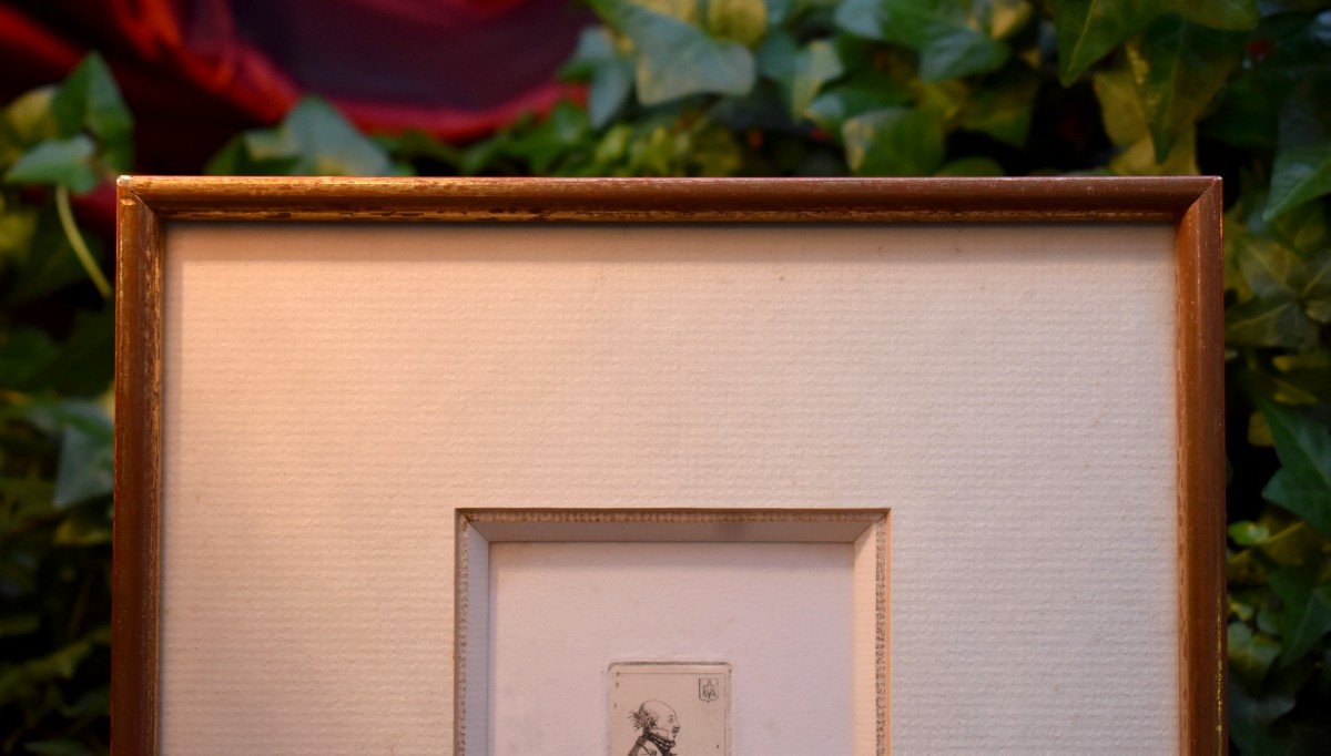 Ex-libris Encadré Et Signé, Artiste Dessinateur Au Blason, Armoiries à l'Aigle Couronné, Epoque XIX eme-photo-4