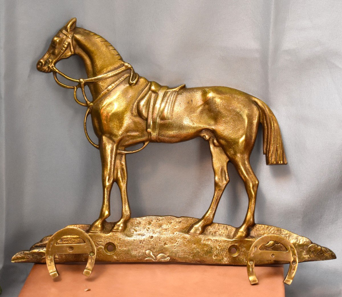 Wall Cloakroom, Horse In Bronze And Golden Brass, Coat Rack, Period XX Eme-photo-2