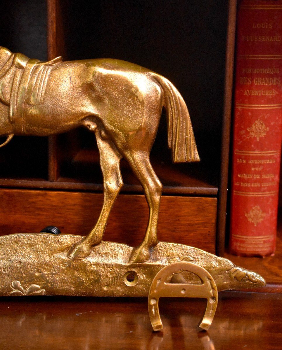 Wall Cloakroom, Horse In Bronze And Golden Brass, Coat Rack, Period XX Eme-photo-4