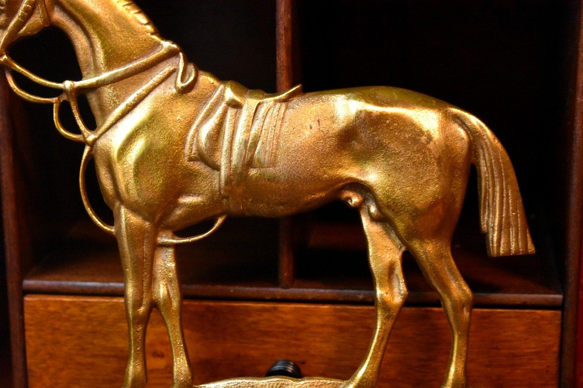 Wall Cloakroom, Horse In Bronze And Golden Brass, Coat Rack, Period XX Eme-photo-1
