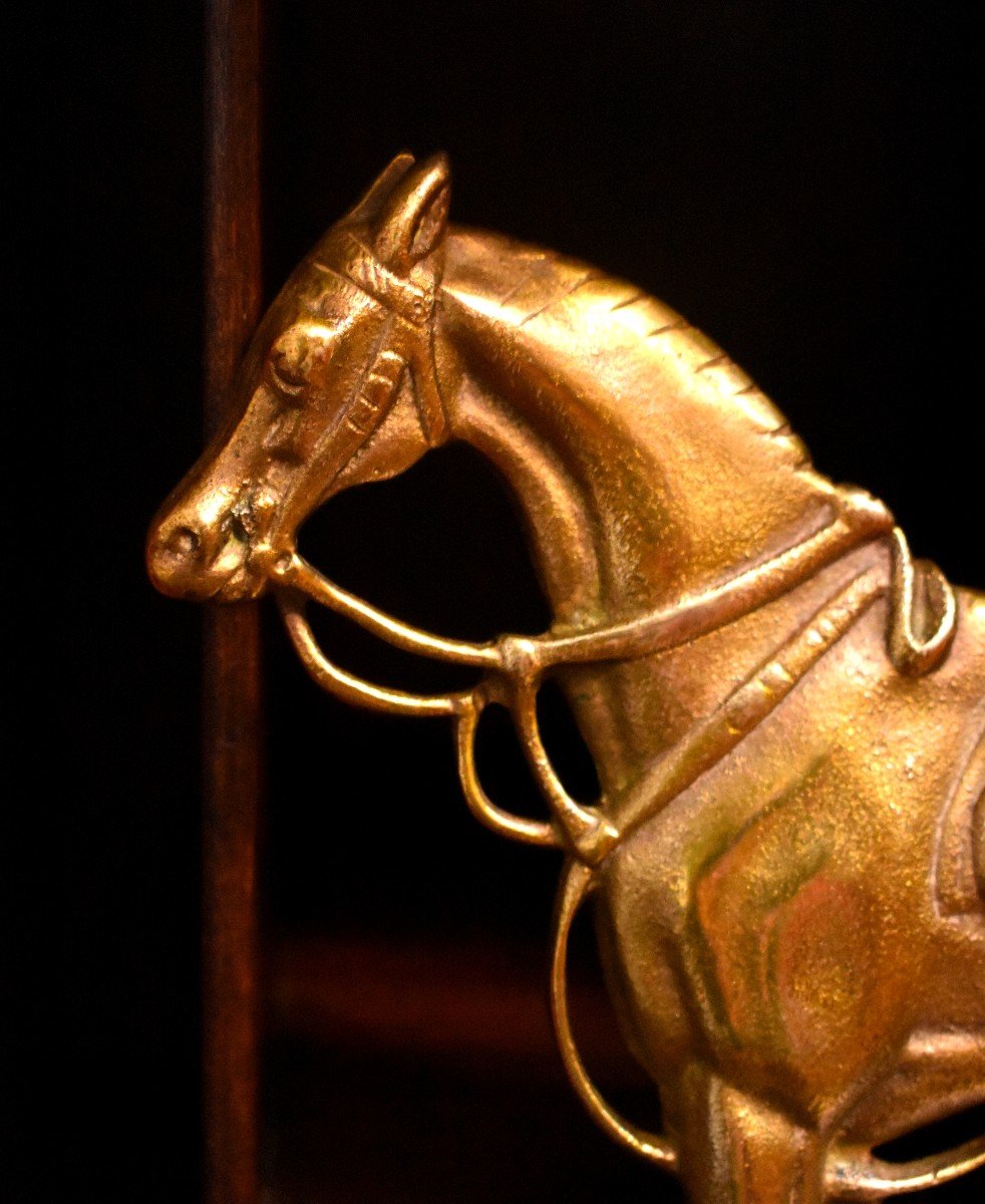 Wall Cloakroom, Horse In Bronze And Golden Brass, Coat Rack, Period XX Eme-photo-3