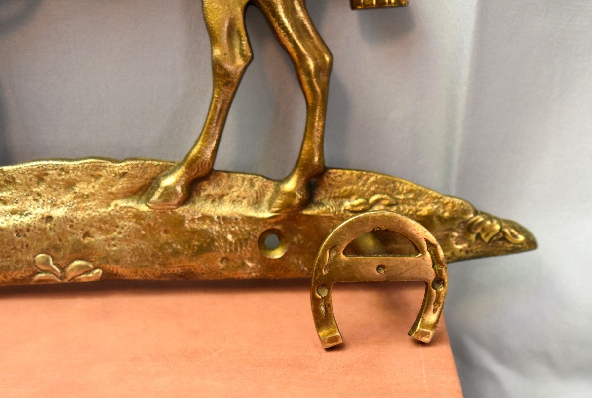 Wall Cloakroom, Horse In Bronze And Golden Brass, Coat Rack, Period XX Eme-photo-5