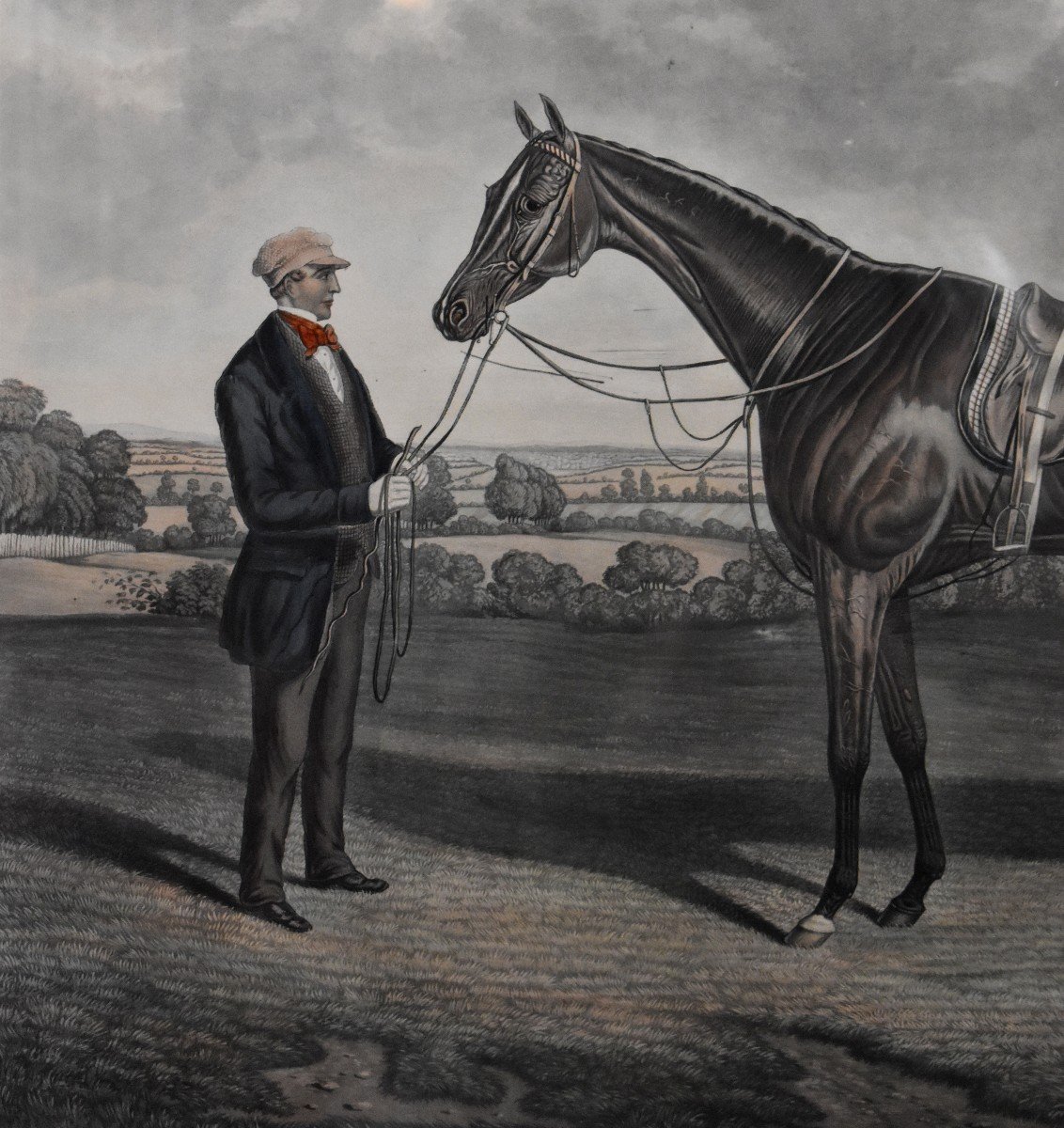 "Blink Bonny" Grande Gravure Anglaise , Cheval de Course , Sport Equestre, Angleterre, Epoque Victorienne, XIX eme-photo-1