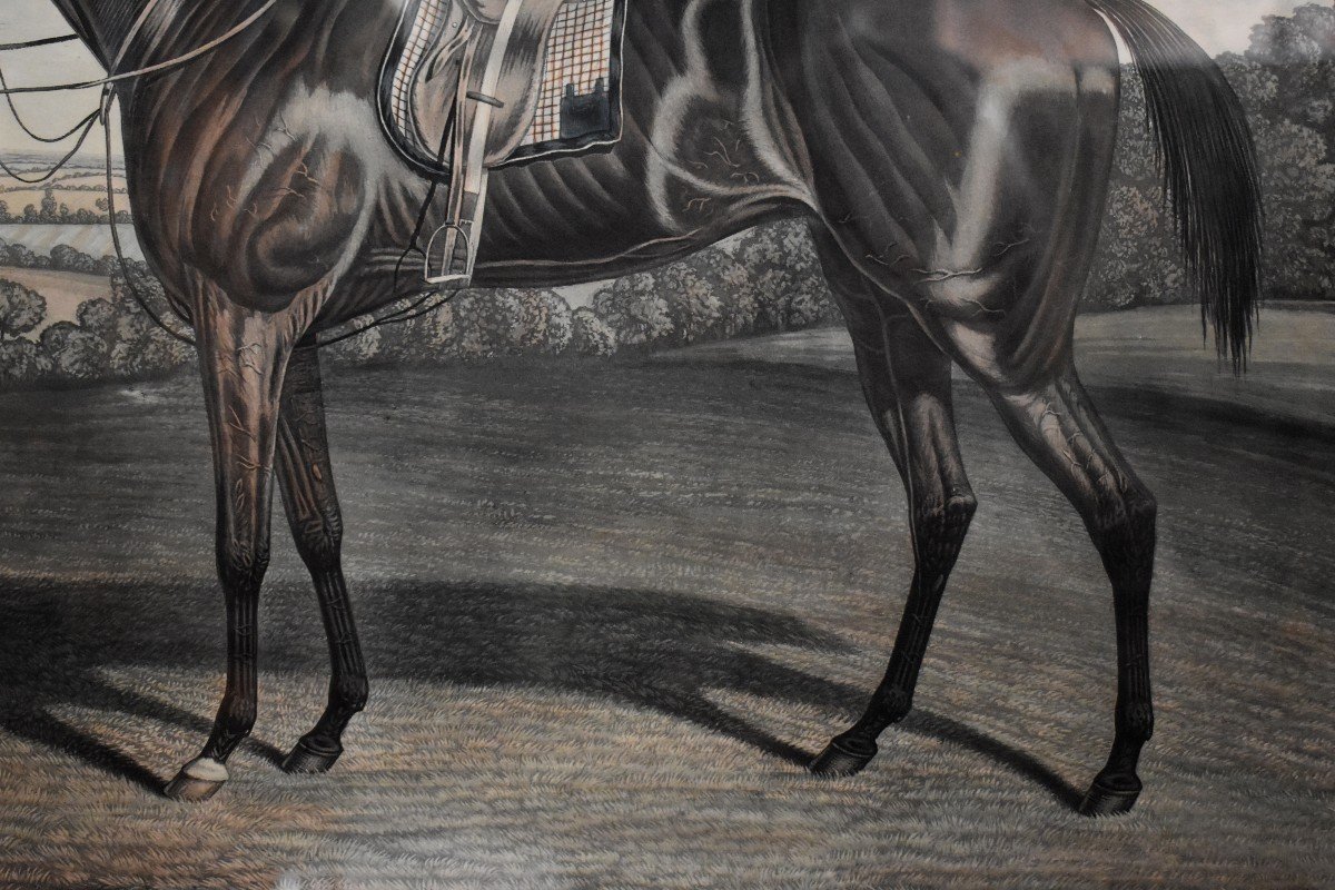 "Blink Bonny" Grande Gravure Anglaise , Cheval de Course , Sport Equestre, Angleterre, Epoque Victorienne, XIX eme-photo-5