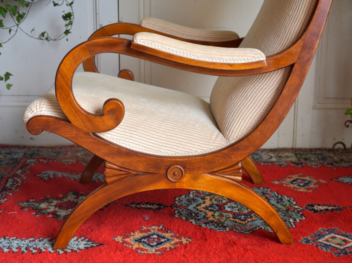 Inspired By  Kf Schinkel (1781-1841), Library Armchair, Rest Armchair, Period XXth Century-photo-4