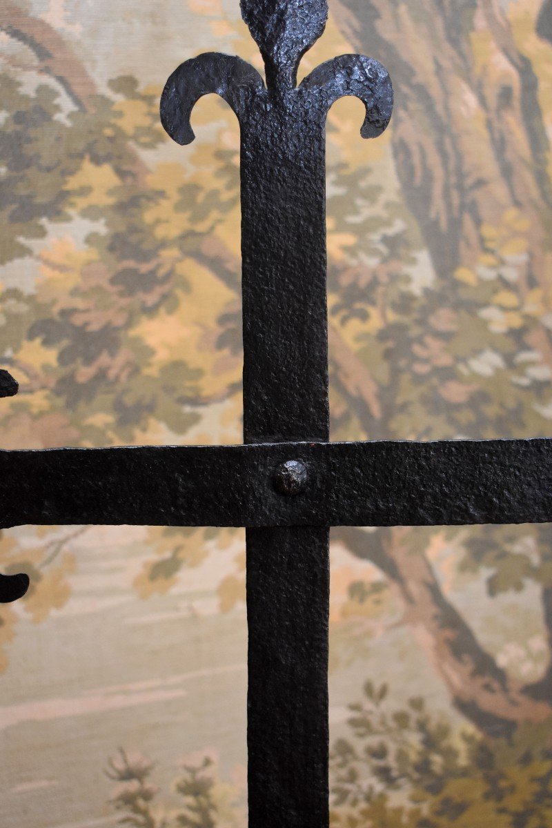 Rare Cross Of Crossroads In Wrought Iron, Epoque XVIII Eme-photo-3