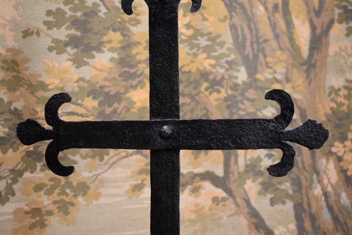 Rare Cross Of Crossroads In Wrought Iron, Epoque XVIII Eme-photo-4