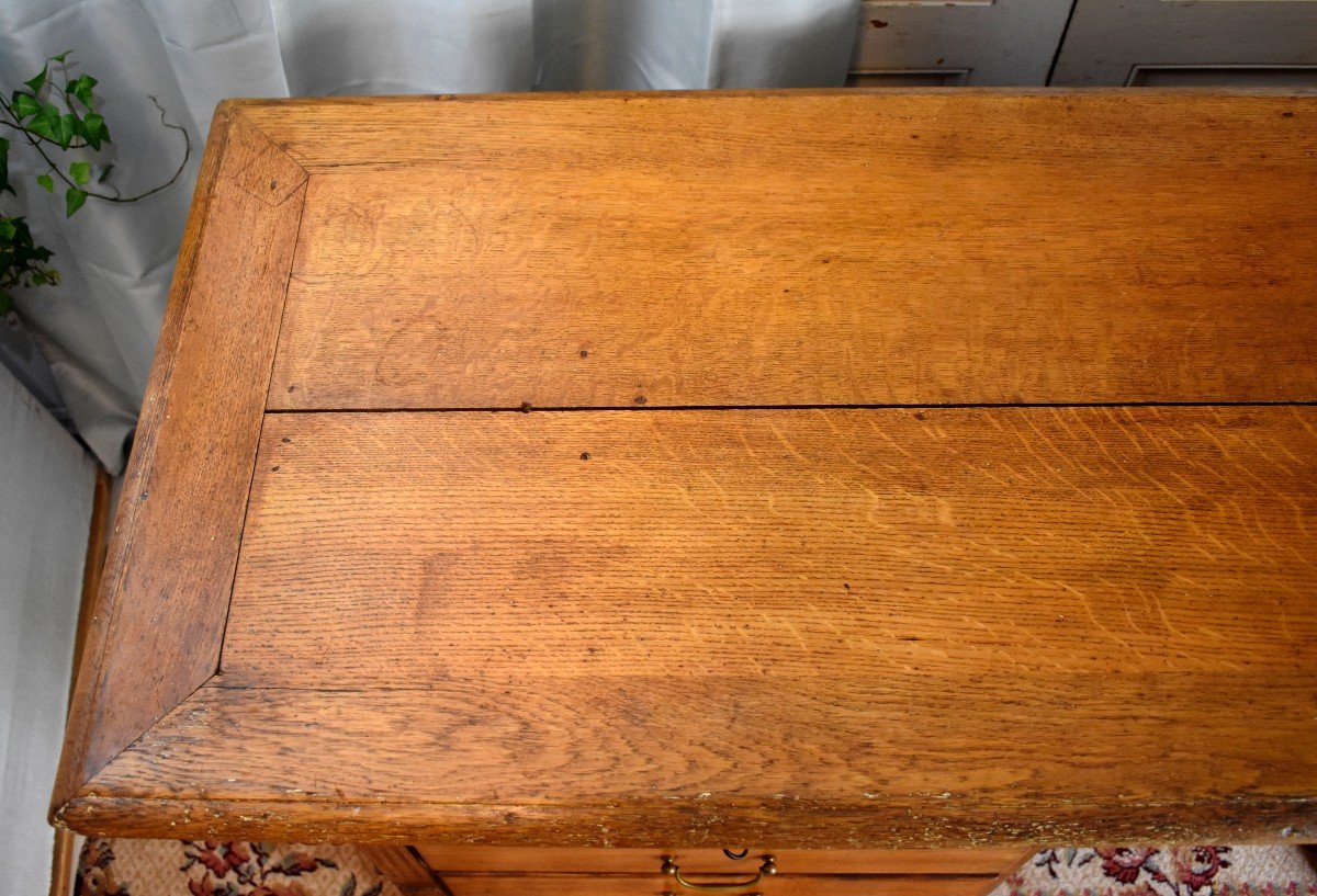 Large Counter, Trade Furniture, Office, Store Furniture In Blond Oak, Epoque XIX Eme-photo-8