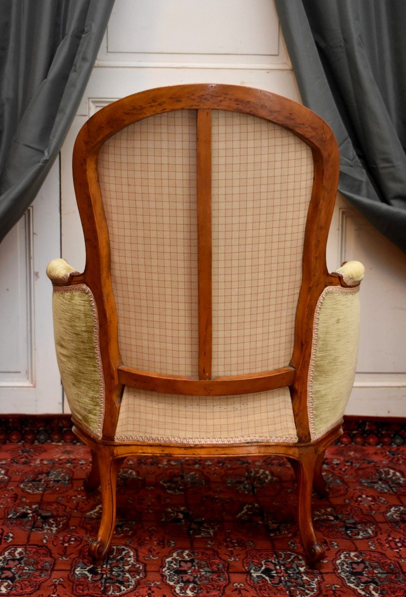 Bergère d'Epoque Louis XV, Tissu Velours, Epoque XVIII Eme-photo-2