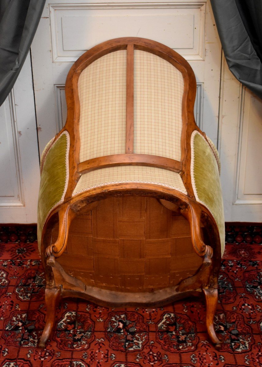 Bergère d'Epoque Louis XV, Tissu Velours, Epoque XVIII Eme-photo-8