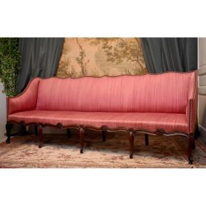  Very Rare And Large Regency Period Bench, Four Seats, Sofa, XVIII Eme Period, Length 2m60