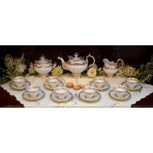Coffee Service In Porcelain Louis XV Style, Epoque XIX, White And Gold Porcelain
