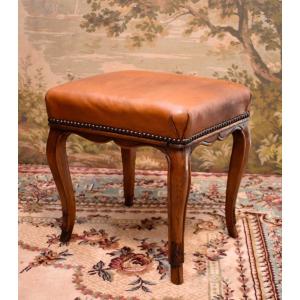 Regency Style Stool, Leather Top, Footrest, XX Eme