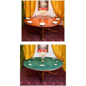 Importante Table Ronde De Salle à Manger Formant Table à Jeux, Guéridon,  Angleterre , XX ème