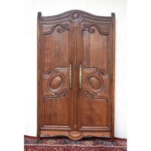 Façade d'Armoire en Chêne avec Encadrement , Portes de Placard, Elément de Boiserie, XIXème