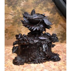 Forêt Noire, Coffret à Bijoux en Bois Sculpté, Oiseau et Végétaux, Boîte , Epoque XIXème