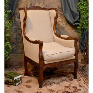 Bergère en  Confessionnal  de Style Régence, , Bergère à Oreilles, Epoque XIXeme