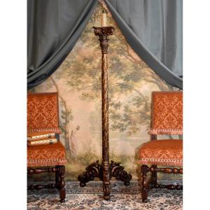 Lampadaire de style Renaissance en bois doré, fin XIXeme